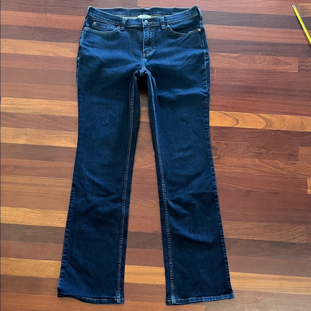 Womens 12 Duluth Daily Denim Bootcut Stretch Dark Blue Jeans 40711